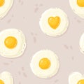 Cartoon pattern of the fried eggs in the different shapes