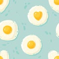 Cartoon pattern of the fried eggs in the different shapes