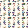 Seamless cartoon people pattern