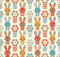 Seamless cartoon rabbits pattern Royalty Free Stock Photo
