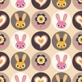 Seamless cartoon rabbits pattern Royalty Free Stock Photo