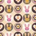 Seamless cartoon rabbits pattern