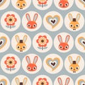 Seamless cartoon rabbits pattern