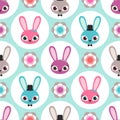 Seamless cartoon rabbits pattern Royalty Free Stock Photo
