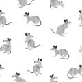 Seamless cartoon rat pattern. Vector watercolor mouse illustration Royalty Free Stock Photo