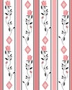 Seamless cartoon roses flowers pattern striped background