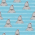 Seamless cartoon shark pattern for kids.