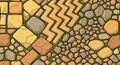 Seamless Cartoon Stone Path Texture with Grass Royalty Free Stock Photo