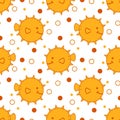 Seamless cartoon-style patterns, sea creatures . Fish hedgehog on a white background . Vector illustration for children`s textile Royalty Free Stock Photo