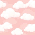 Seamless Cartoon Stylized pink Clouds Texture. Seamless Pattern sky Royalty Free Stock Photo