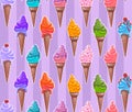 Seamless cartoon texture with ice cream stickers