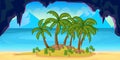 Seamless cartoon tropical landscape, unending background for game