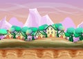 Seamless cartoon vector landscape with separated layers for game and animation Royalty Free Stock Photo