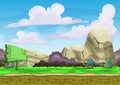 Seamless cartoon vector landscape with separated layers for game and animation Royalty Free Stock Photo