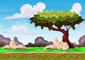 Seamless cartoon vector landscape with separated layers Royalty Free Stock Photo