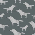 Seamless cartoon wolf silhouette pattern. Royalty Free Stock Photo