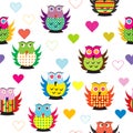 Seamless with carttoon owls Royalty Free Stock Photo