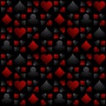 Seamless casino gambling background with black and red poker symbols, vector illustration. Ideal for printing onto fabric and pap Royalty Free Stock Photo