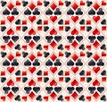 Seamless casino gambling poker background with red and black symbols, vector illustration. Ideal for printing onto fabric and pap Royalty Free Stock Photo