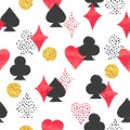 Seamless casino pattern with playing cards suits Royalty Free Stock Photo
