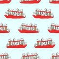 Seamless cats in red boat pattern Royalty Free Stock Photo