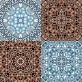 Seamless ceramic tiles patterns in white blue and terracota in Morocco style