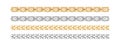 Seamless chain borders. Gold and silver chains elements jewelry objects for necklaces and bracelet