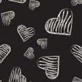 Seamless chalk and blackboard pattern with hearts