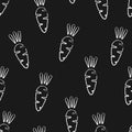 Seamless chalk silhouette carrot vegetable pattern