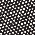 Seamless chaotic patterns. Randomly scattered geometric shapes. Abstract retro background design