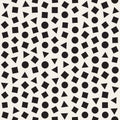 Seamless chaotic patterns. Randomly scattered geometric shapes. Abstract retro background design