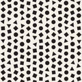 Seamless chaotic patterns. Randomly scattered geometric shapes. Abstract retro background design