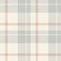 Seamless check plaid pattern in grey, beige, pink. Soft cashmere asymmetric light tartan plaid for flannel shirt, skirt, scarf.
