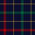 Seamless check plaid pattern for modern Christmas design. Multicolored dark windowpane tartan vector in navy blue, red, green. Royalty Free Stock Photo