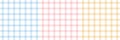 Seamless check plaid pattern set. Pastel blue, pink, yellow, white small simple checks for cloth, napkin, handkerchief.