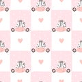 Seamless checked pattern with cute cartoon zebra Royalty Free Stock Photo