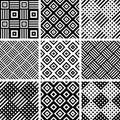 Seamless checked patterns set. Geometric textures