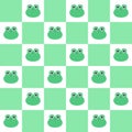 Seamless Checkered Pattern With Cute Frogs. Vector Graphics