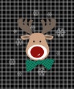 Seamless checkered pattern with deer christmas style