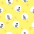 Seamless cheese pattern with cute rats. Vector background with mice Royalty Free Stock Photo