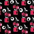 Seamless cherry modern geometric pattern Royalty Free Stock Photo