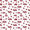Seamless cherry pattern, ripe wine-colored watercolor cherries, cherry pattern