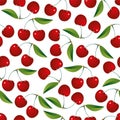 Seamless cherry pattern vector background