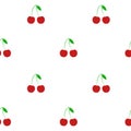 Seamless cherry pattern on a white background. Background of red cherries.