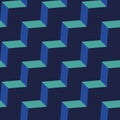 Seamless chevron pattern. Colorful emerald green zig zag on dark blue background. Royalty Free Stock Photo