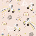 Seamless childish pattern with colorful roller skates. Creative scandinavian style kids texture for fabric, wrapping, textile,