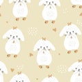 Seamless childish pattern with cute baby rabbits and hearts. Creative kids texture for fabric, wrapping, textile, wallpaper,