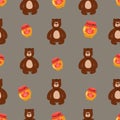 Seamless childish pattern with cute bears in the wood. Creative kids forest texture for fabric, wrapping, textile, wallpaper, Royalty Free Stock Photo