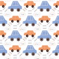 Seamless childish pattern with hand drawn doodle cars