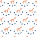 Seamless childish pattern with hand-drawn star, unicorn vector illustration